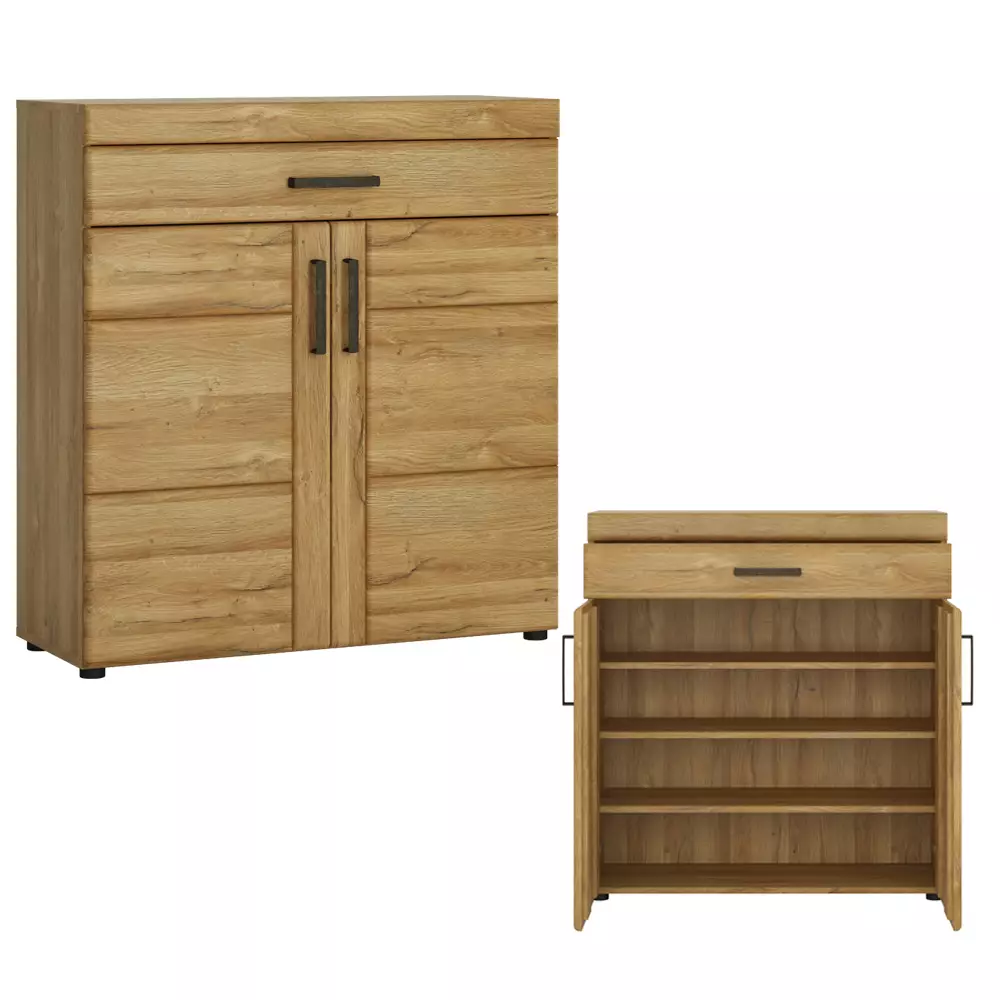Lomadox Garderobenmöbel Komplett Set, 5-teilig, in Grandson Eiche Nb. CARIATI-129, B/H/T ca. 274/195/38 cm Bis zu 60% Rabatt