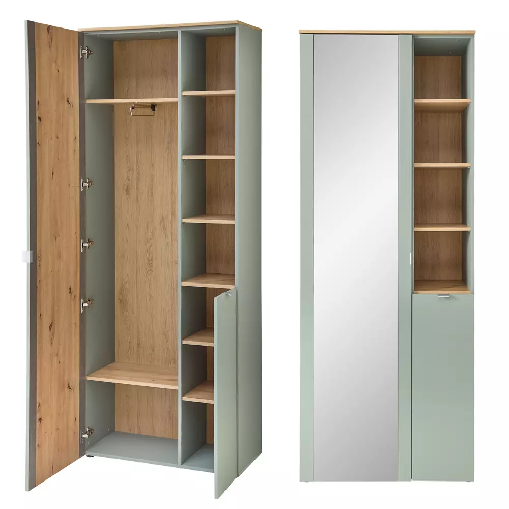 Lomadox Garderobenmöbel Serie BLISS-36 in grün matt mit Eiche - selbst zusammenstellen Discount Store für neue Produkte