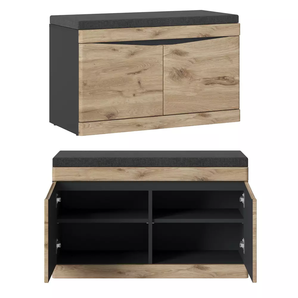 Lomadox Garderobenmöbel Set 3-teilig mit Flurschrank, anthrazit, Eiche SUNBURY-129 Outlet