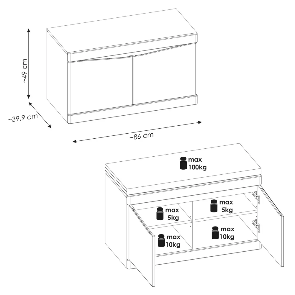 Lomadox Garderobenmöbel Set 3-teilig mit Flurschrank, anthrazit, Eiche SUNBURY-129 Outlet