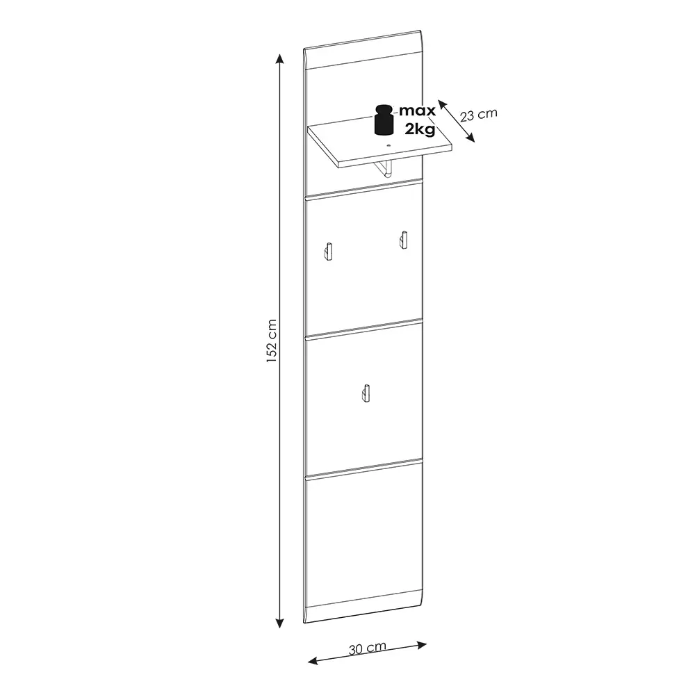 Lomadox Garderobenpaneel 30 cm breit weiß Hochglanz MALABO-129 Hotsell