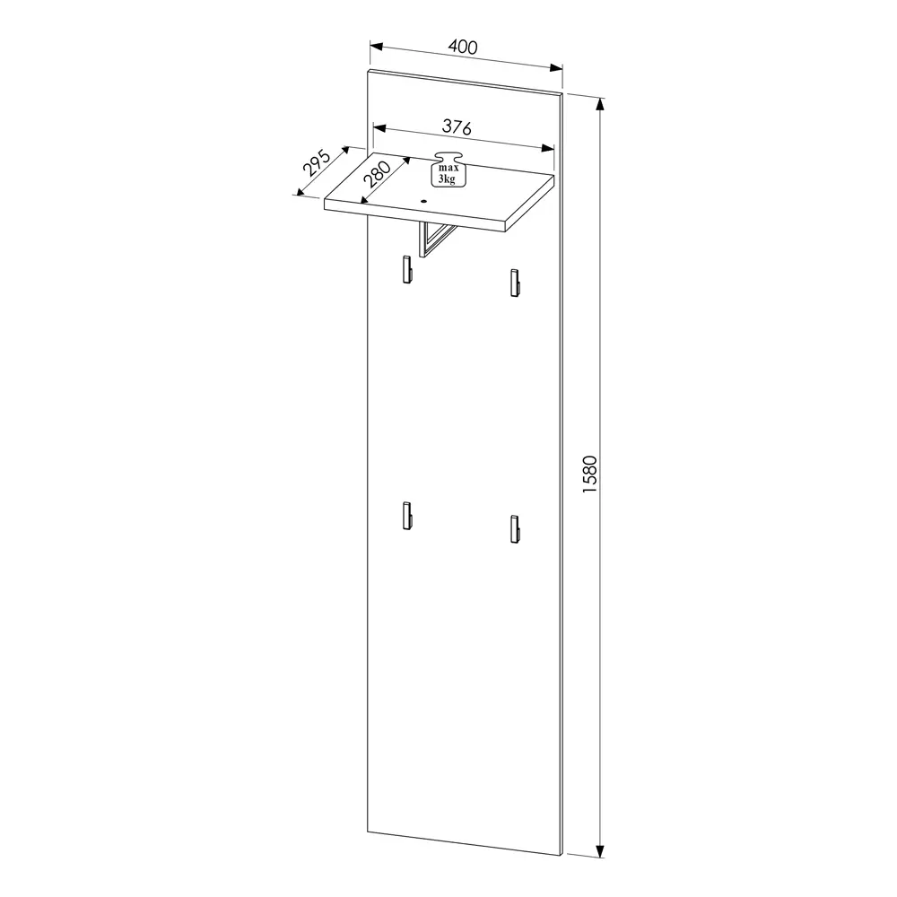 Lomadox Garderobenpaneel 40 cm breit Eiche BLISS-36 Günstiger Verkauf