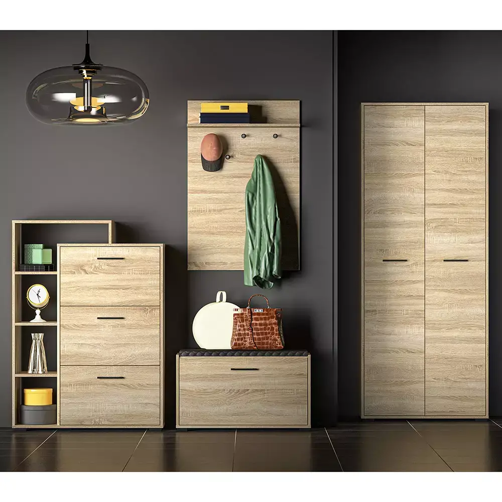 Lomadox Garderobenpaneel 68 cm breit Eiche hell CHEB-131 Kostenloser Versand