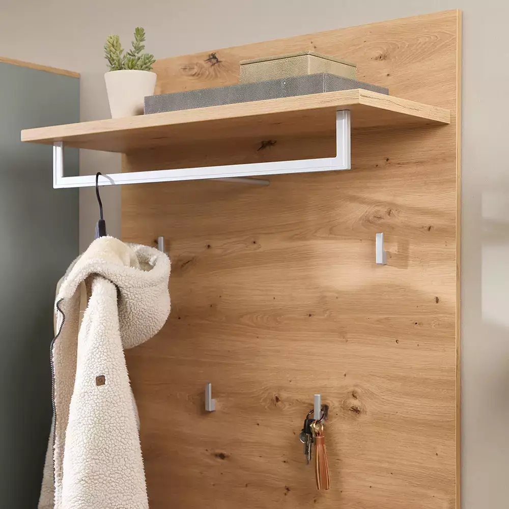 Lomadox Garderobenpaneel 78 cm breit Eiche BLISS-36 Sonderangebot
