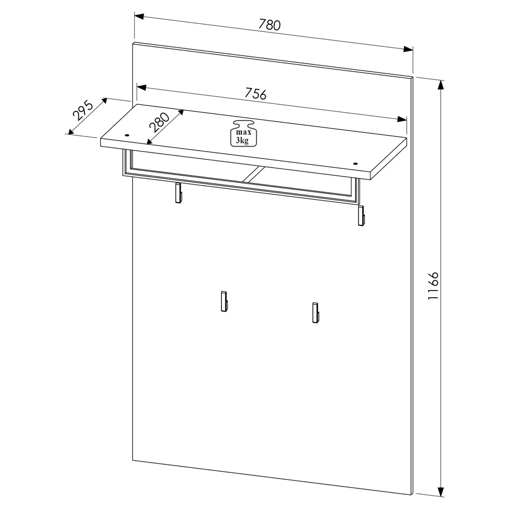 Lomadox Garderobenpaneel 78 cm breit Eiche BLISS-36 Rabatt