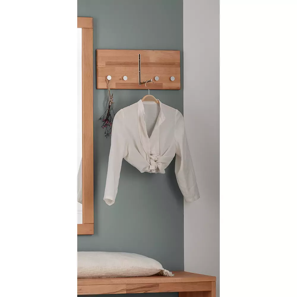 Lomadox Garderobenpaneel Buche Massivholz 50 cm Haken CUENCA-137