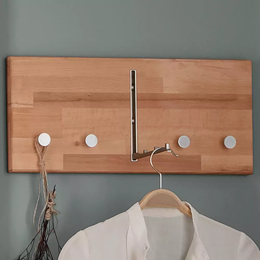 Lomadox Garderobenpaneel Buche Massivholz 50 cm Haken CUENCA-137 Begrenztes Angebot