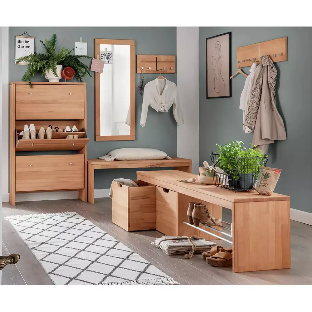 Lomadox Garderobenpaneel Buche Massivholz 50 cm Haken CUENCA-137 Begrenztes Angebot