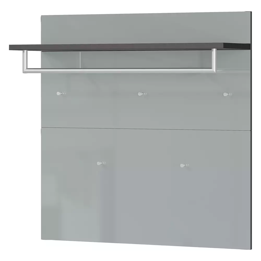 Lomadox Garderobenpaneel graphit Glasfront grau GENEVA-01