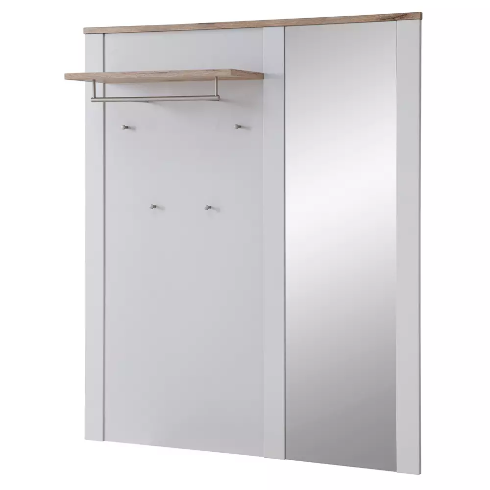 Lomadox Garderobenpaneel matt grau mit Eiche DEVON-36 Landhausstil, 130 cm breit mit Spiegel