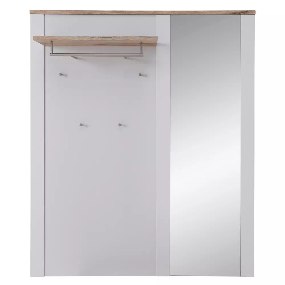 Lomadox Garderobenpaneel matt grau mit Eiche DEVON-36 Landhausstil, 130 cm breit mit Spiegel Heißer Verkauf