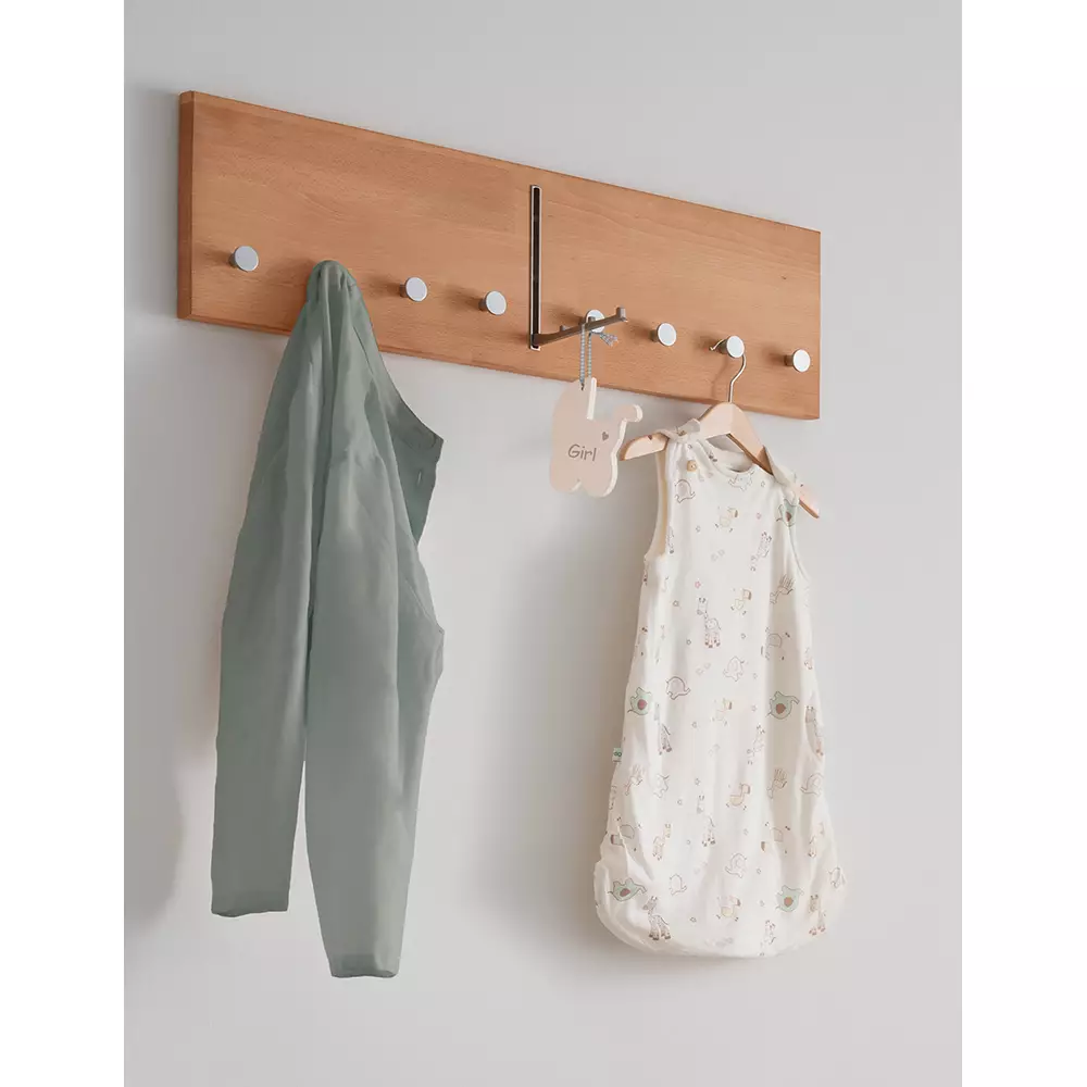 Lomadox Garderobenpaneel mit 1 Klapphaken 80 cm Buche massiv CUENCA-137 Top Angebot