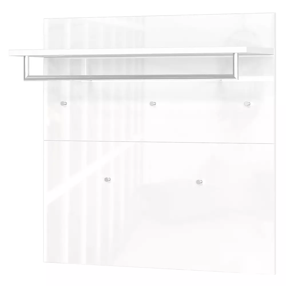 Lomadox Garderobenpaneel mit Glasfront weiß GENEVA-01
