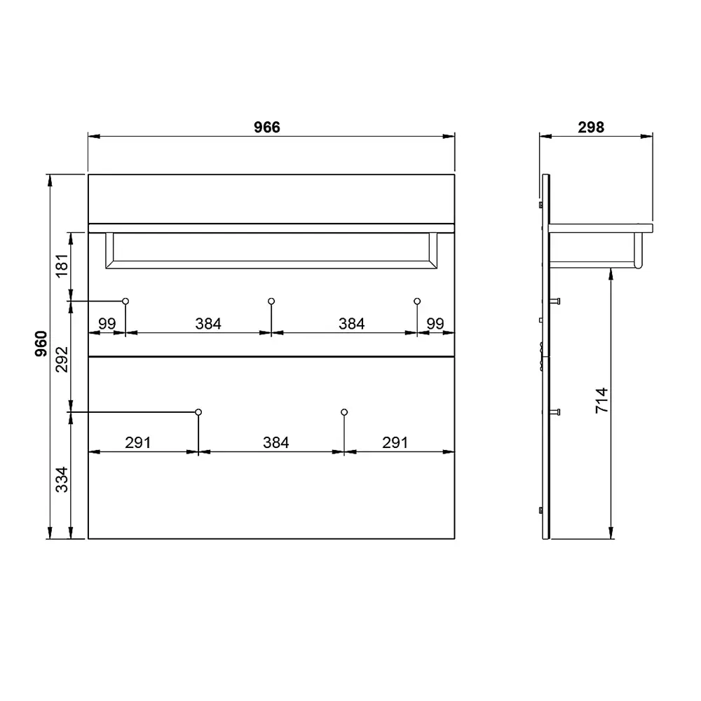 Lomadox Garderobenpaneel mit Glasfront weiß GENEVA-01 Exklusive Angebote