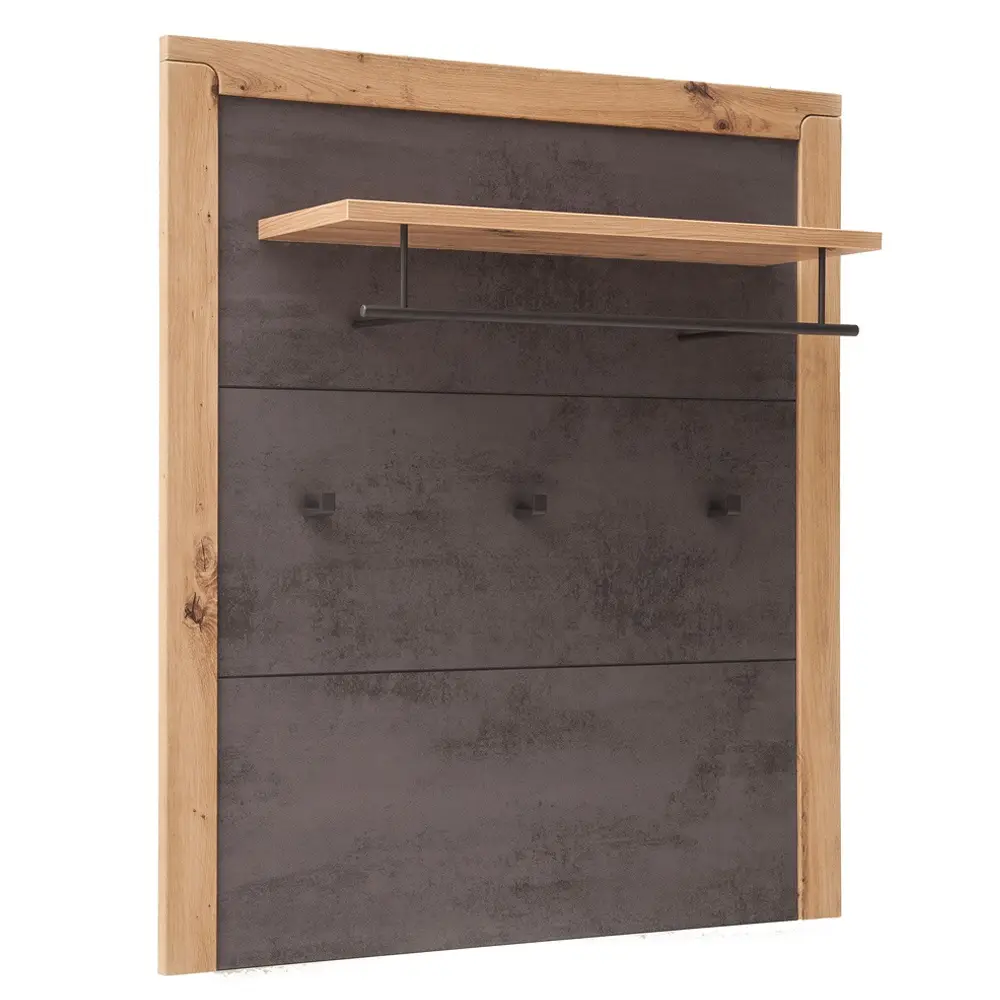 Lomadox Garderobenpaneel mit Hutablage grau mit Eiche IOLA-05