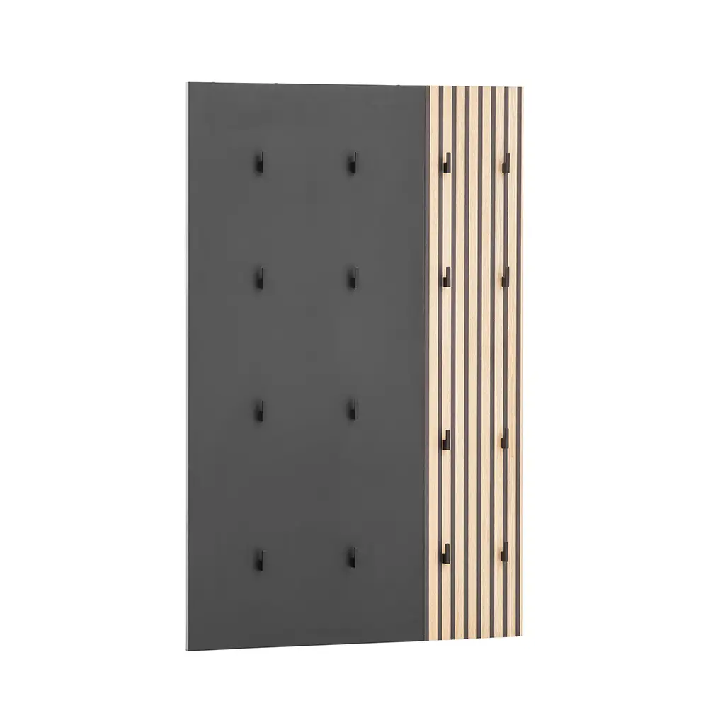 Lomadox Garderobenpaneel modern in schwarz matt mit Eiche Natur ALTAMURA-80