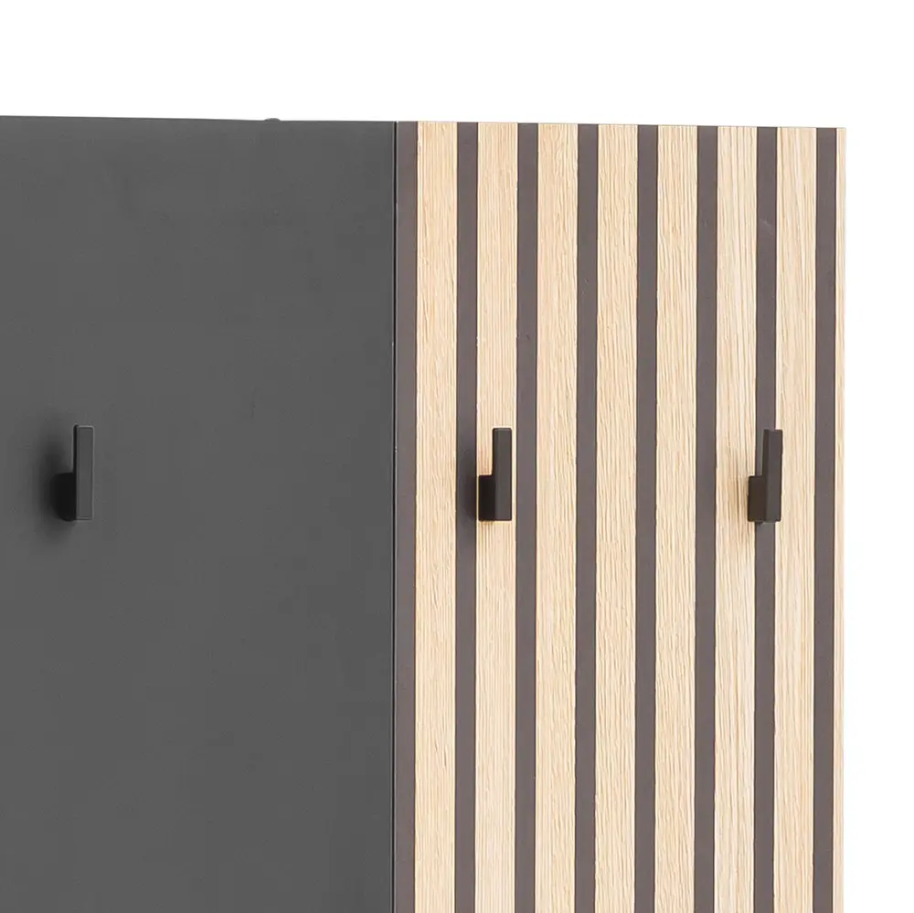 Lomadox Garderobenpaneel modern in schwarz matt mit Eiche Natur ALTAMURA-80 Saisonale Angebote