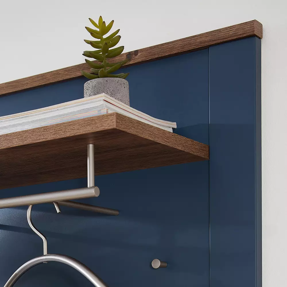 Lomadox Garderobenpaneel schmal, matt blau mit Eiche DEVON-36 Landhausstil, 48 cm breit Räumungsverkauf