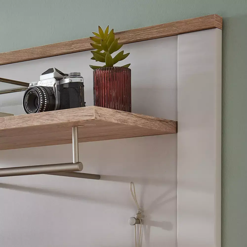 Lomadox Garderobenpaneel schmal, matt grau mit Eiche DEVON-36 Landhausstil, 48 cm breit Kauf eins, bekomm eins gratis
