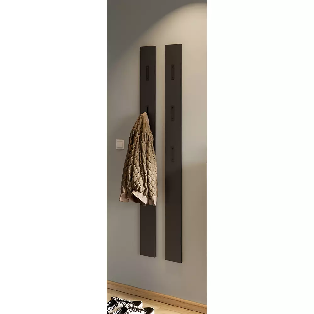 Lomadox Garderobenpaneel Wandgarderobe 2er Set in grau ABERDEEN-01 mit ausklappbaren Metallhaken