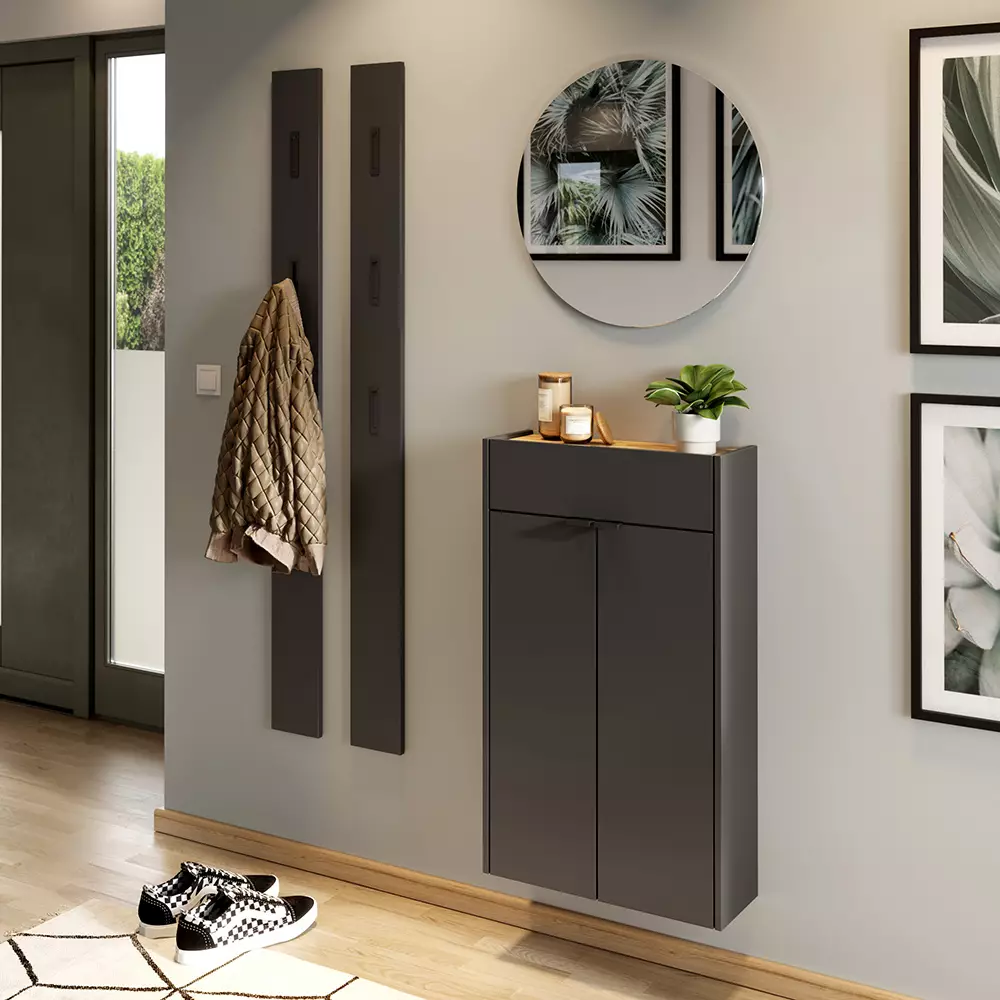 Lomadox Garderobenpaneel Wandgarderobe 2er Set in grau ABERDEEN-01 mit ausklappbaren Metallhaken Sonderangebote