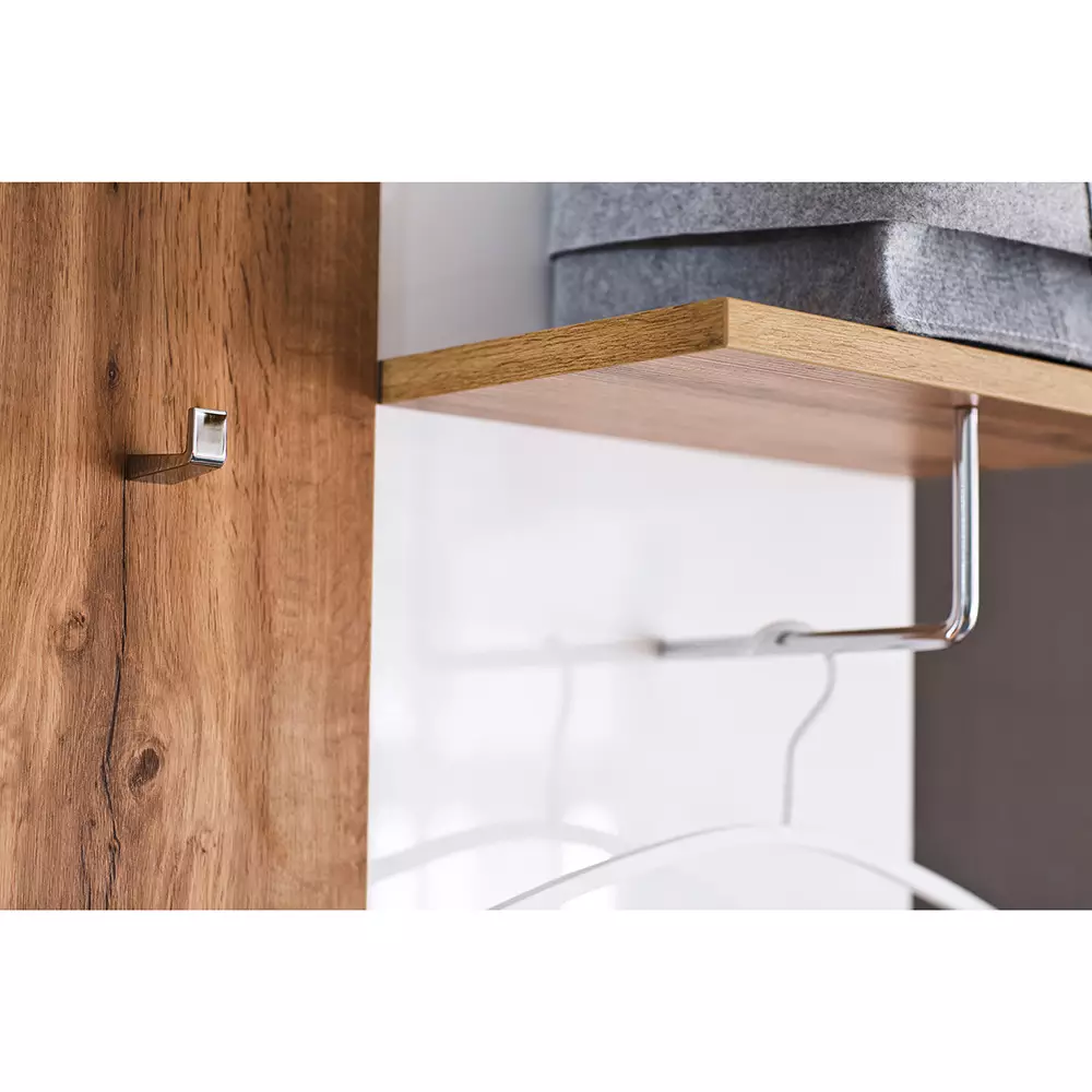 Lomadox Garderobenpaneel, weiß Hochglanz mit Eiche, GUARDA-05 Super Sparpreis