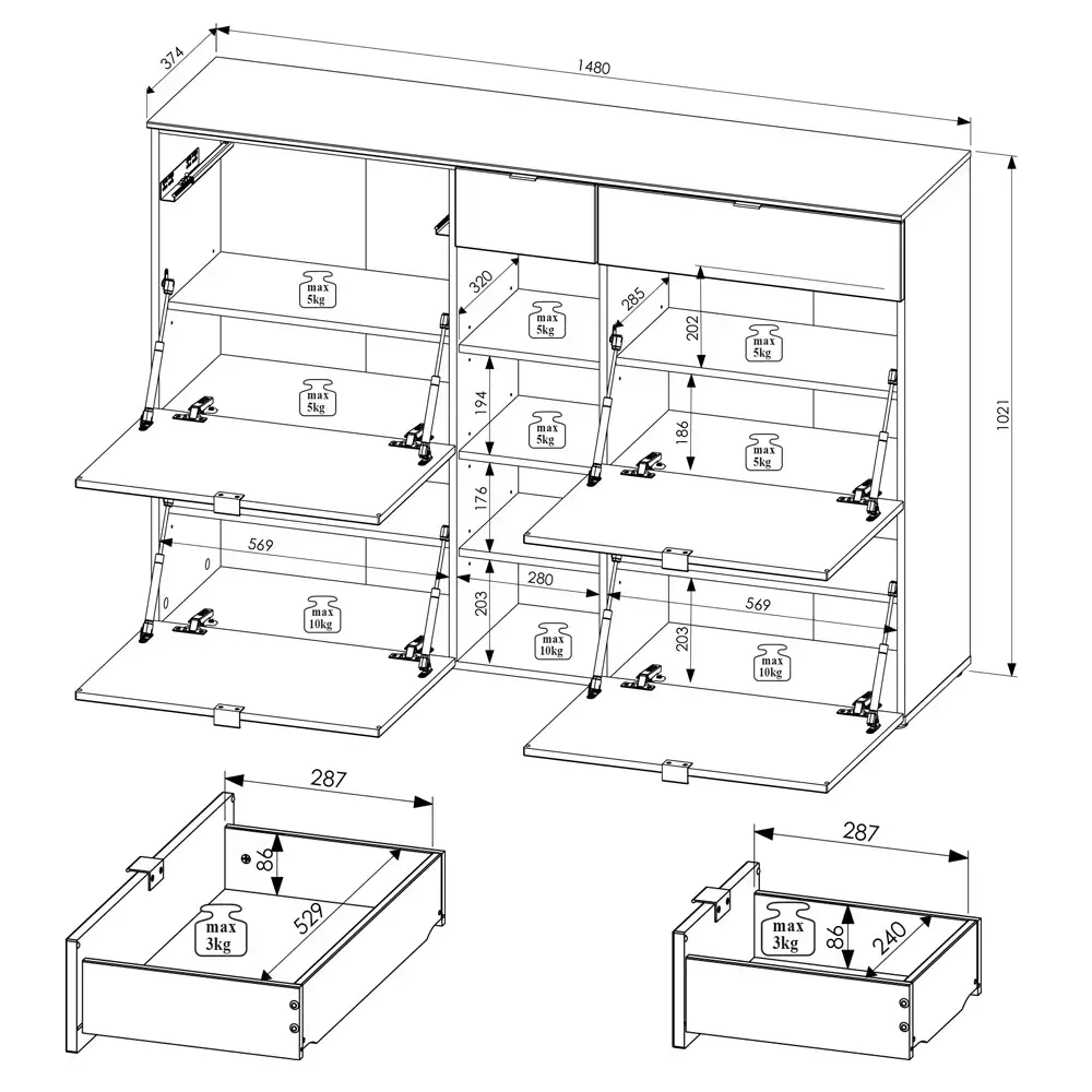 Lomadox Garderobenset modern 3-teilig mit Kommode grün matt mit Eiche BLISS-36 Letzte 3 Tage