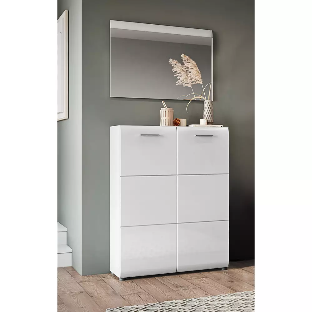 Lomadox Garderobenspiegel 87x63 cm weiß Hochglanz MALABO-129 Letzter Tag