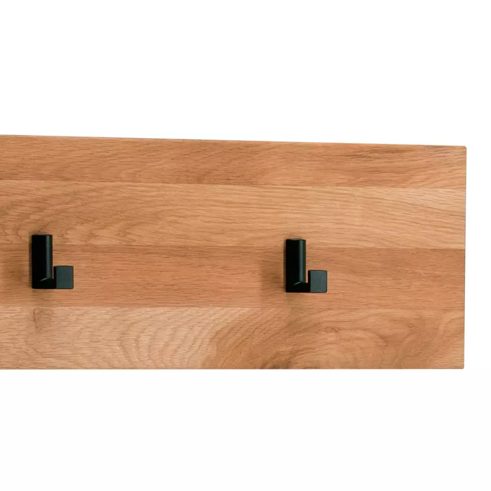 Lomadox Hakenleiste Eiche massiv, geölt LEUNA-64 mit Metall Haken in schwarz, B/H/T: ca. 80/18/4 cm Outlet