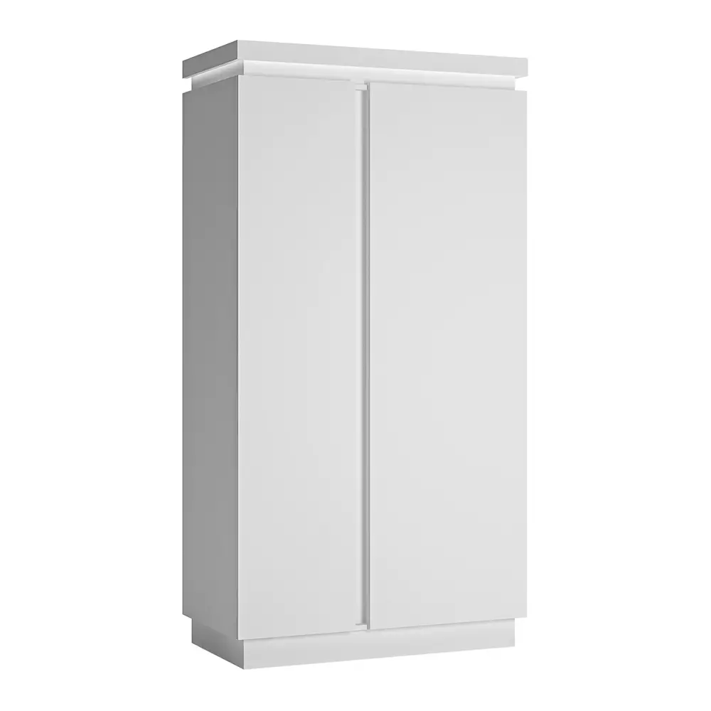 Lomadox Kleiderschrank 2-türig mit Beleuchtung in weiß Hochglanz LYNDHURST-129, B/H/T ca. 103,5/198,5/56 cm
