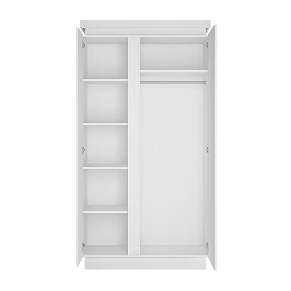 Lomadox Kleiderschrank 2-türig mit Beleuchtung in weiß Hochglanz LYNDHURST-129, B/H/T ca. 103,5/198,5/56 cm Hotsell