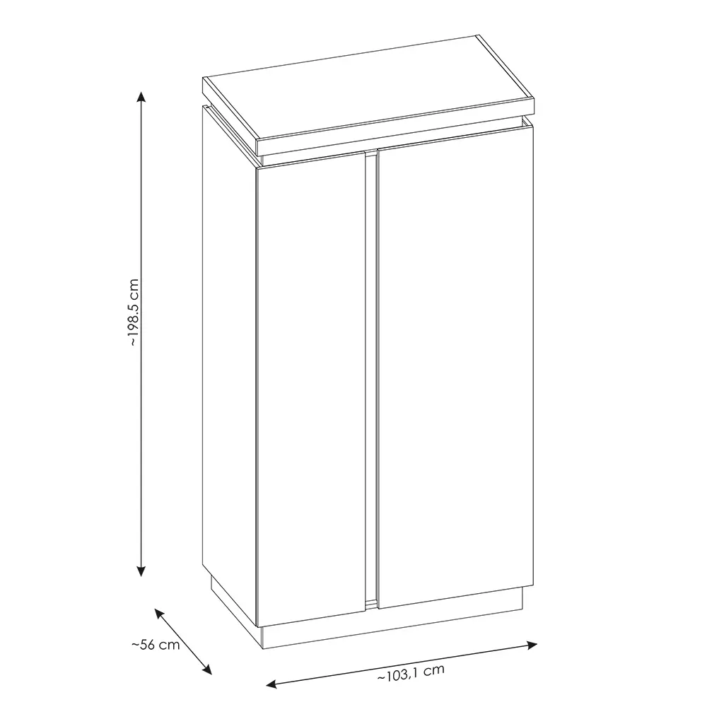 Lomadox Kleiderschrank 2-türig mit Beleuchtung in weiß Hochglanz LYNDHURST-129, B/H/T ca. 103,5/198,5/56 cm Hotsell