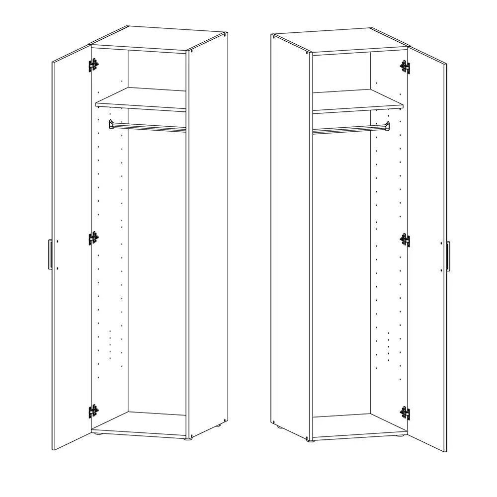 Lomadox Garderobenschrank 1-türig mit Kleiderstange weiß MIAMI-43, diverse Breiten, H/T ca. 185/54 cm Schlussverkauf