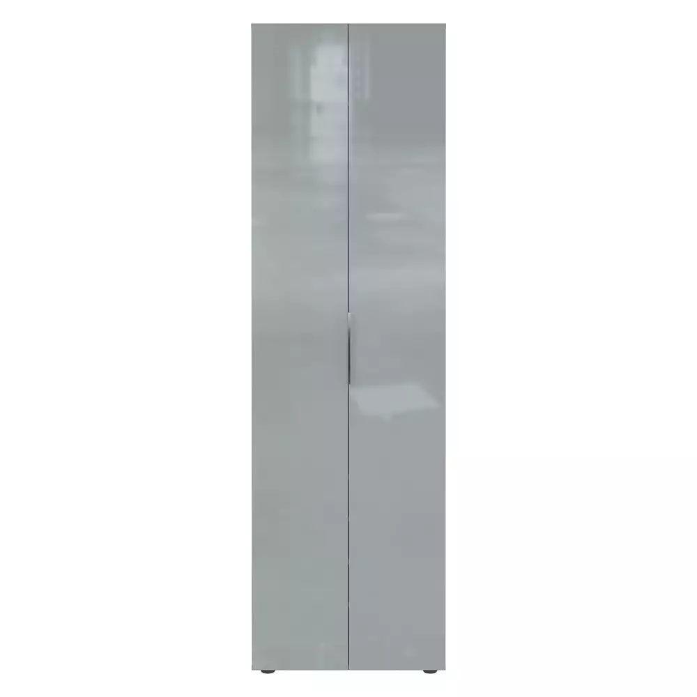 Lomadox Garderobenschrank 2 Türen graphit mit Glasfront grau GENEVA-01 Fabrikverkauf