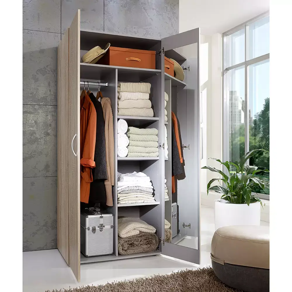 Lomadox Garderobenschrank 2-türig Eiche MIAMI-43, B/H/T ca. 80/185/54 cm Blitzverkäufe
