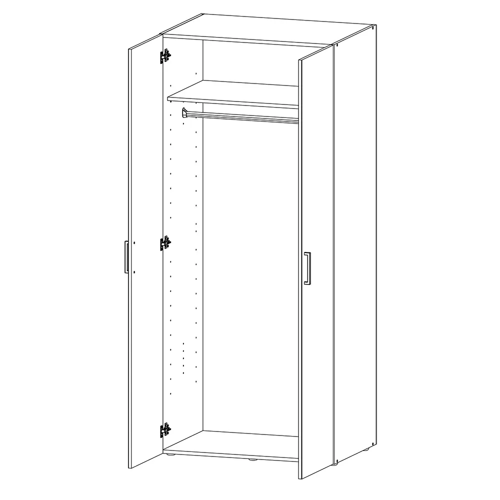 Lomadox Garderobenschrank 2-türig Eiche MIAMI-43, B/H/T ca. 80/185/54 cm Blitzverkäufe