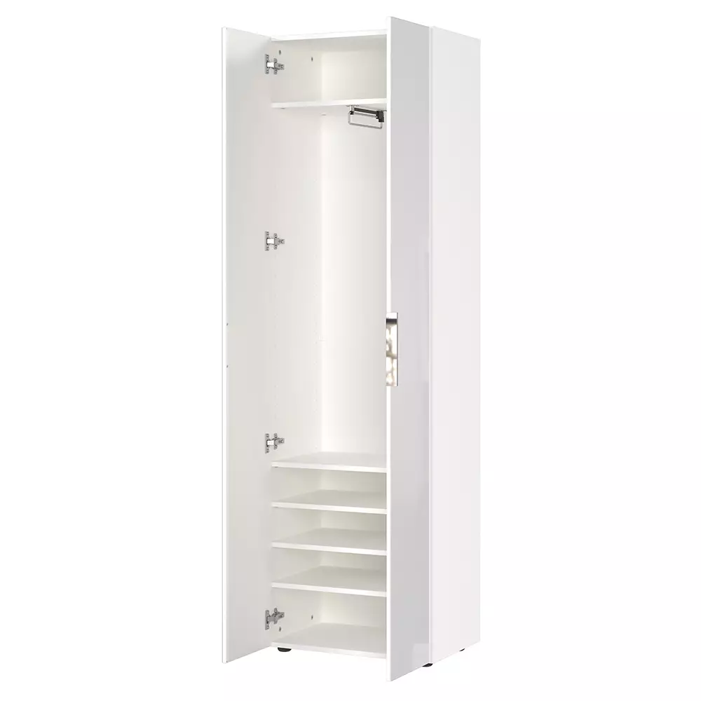 Lomadox Garderobenschrank 2-türig mit Glasfront weiß GENEVA-01 Limitierter Zeitrabatt