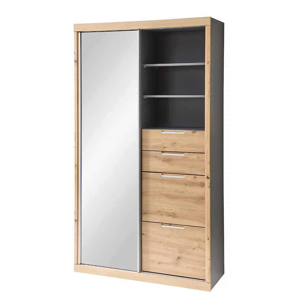 Lomadox Garderobenschrank graphit mit Eiche STREET-36