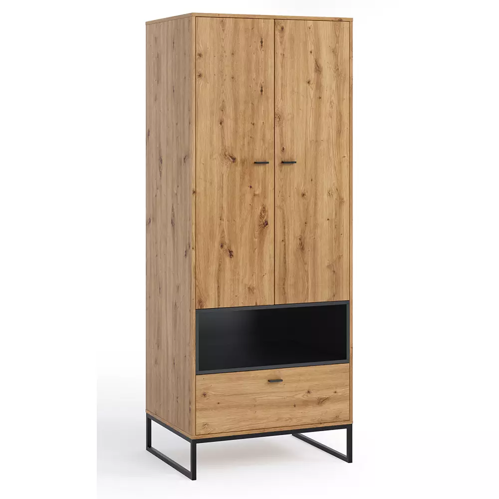 Lomadox Garderobenschrank in Artisan Eiche Nb. OSTUNI-132, B/H/T ca. 80/202/60 cm