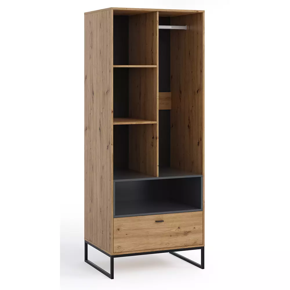 Lomadox Garderobenschrank in Artisan Eiche Nb. OSTUNI-132, B/H/T ca. 80/202/60 cm Rabatt
