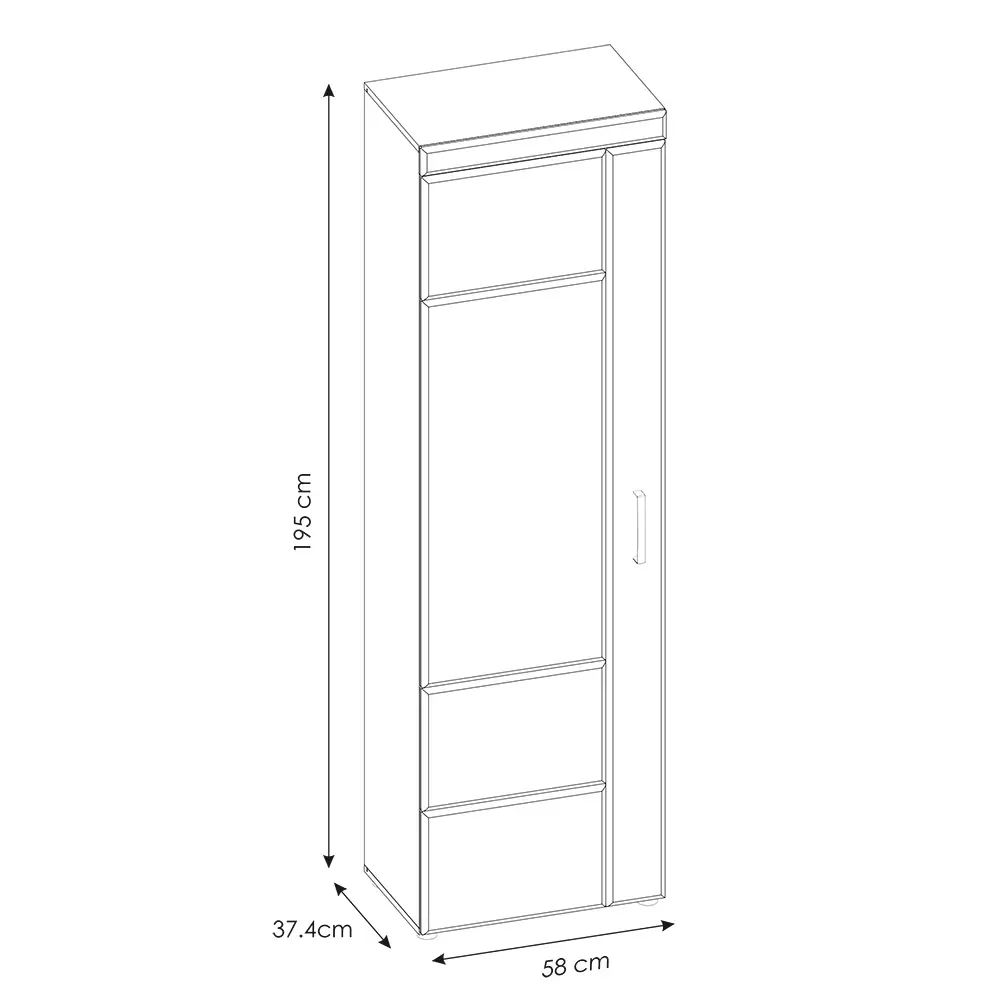 Lomadox Garderobenschrank in Grandson Eiche Nb. mit Türanschlag links CARIATI-129, B/H/T ca. 58/195/37,4 cm Versandkostenfrei