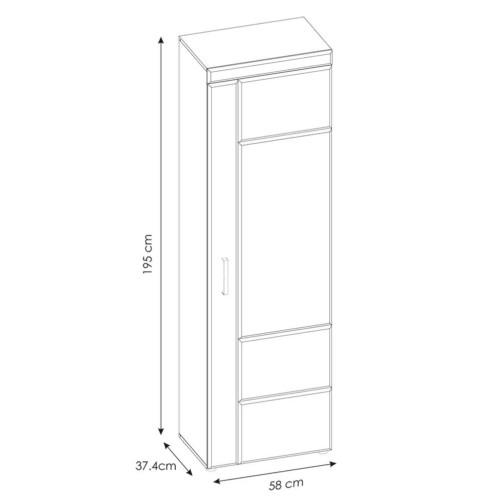 Lomadox Garderobenschrank in Grandson Eiche Nb. mit Türanschlag rechts CARIATI-129, B/H/T ca. 58/195/37,4 cm Großer Ausverkauf