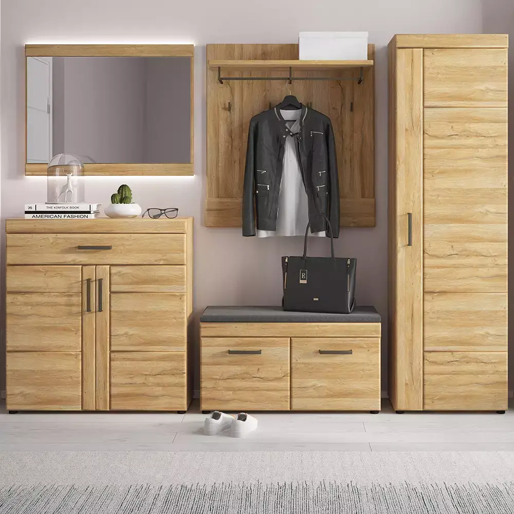 Lomadox Garderobenschrank in Grandson Eiche Nb. mit Türanschlag rechts CARIATI-129, B/H/T ca. 58/195/37,4 cm Großer Ausverkauf