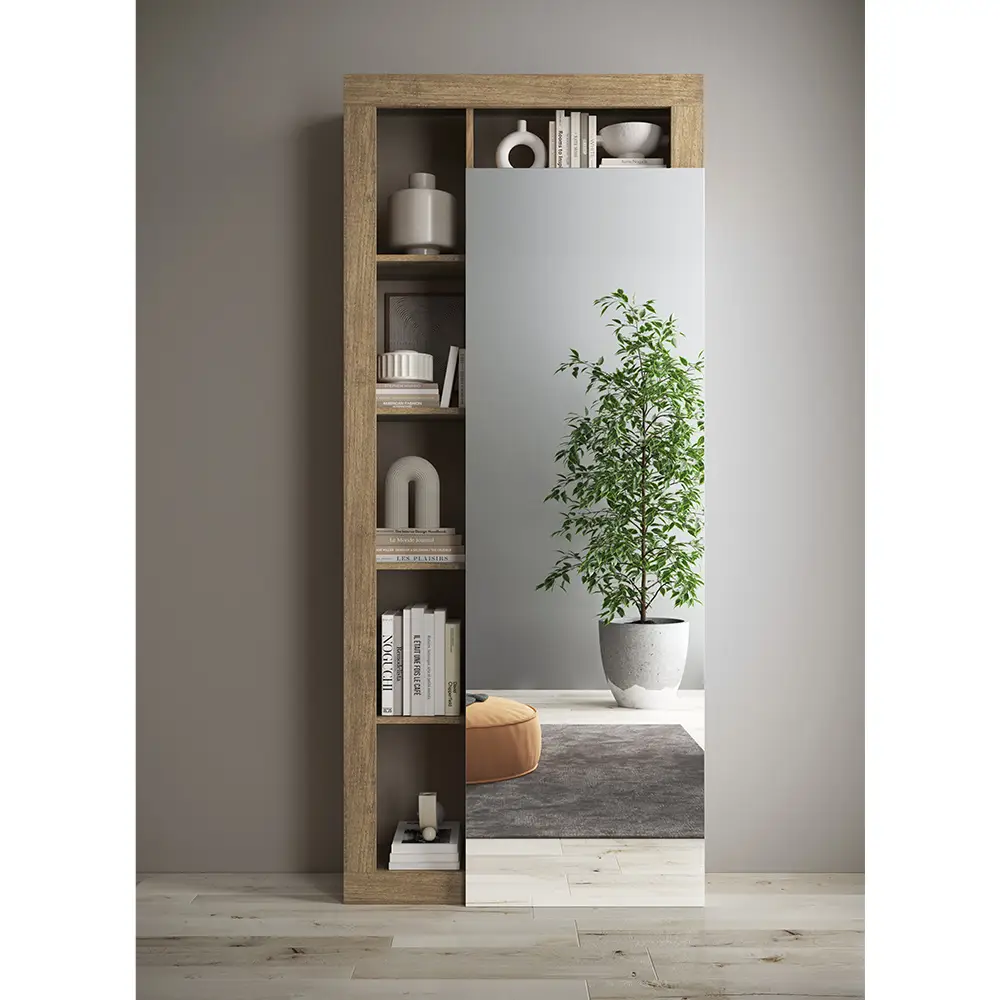 Lomadox Garderobenschrank in Hochglanz weiß und Eiche, HANOI-05 Flash Sale