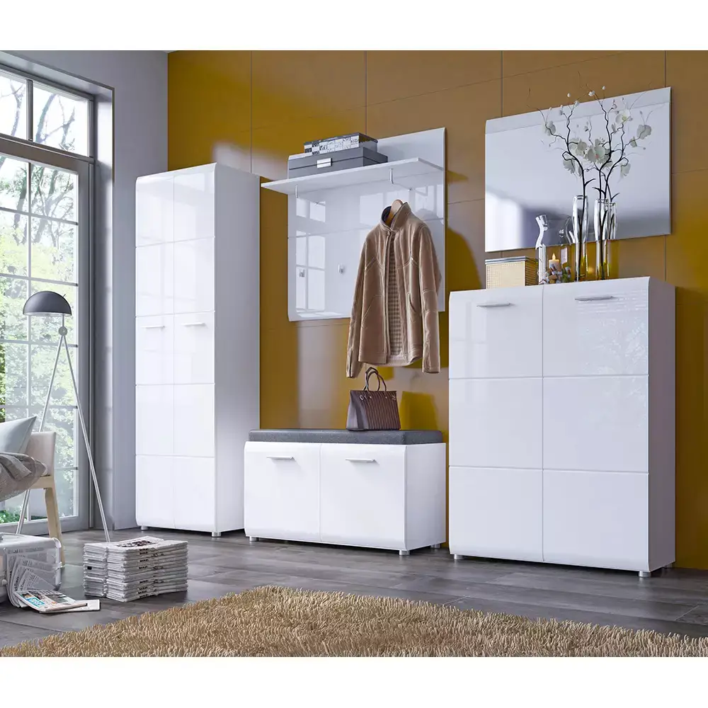 Lomadox Garderobenschrank in weiß Hochglanz MALABO-129 Begrenztes Angebot
