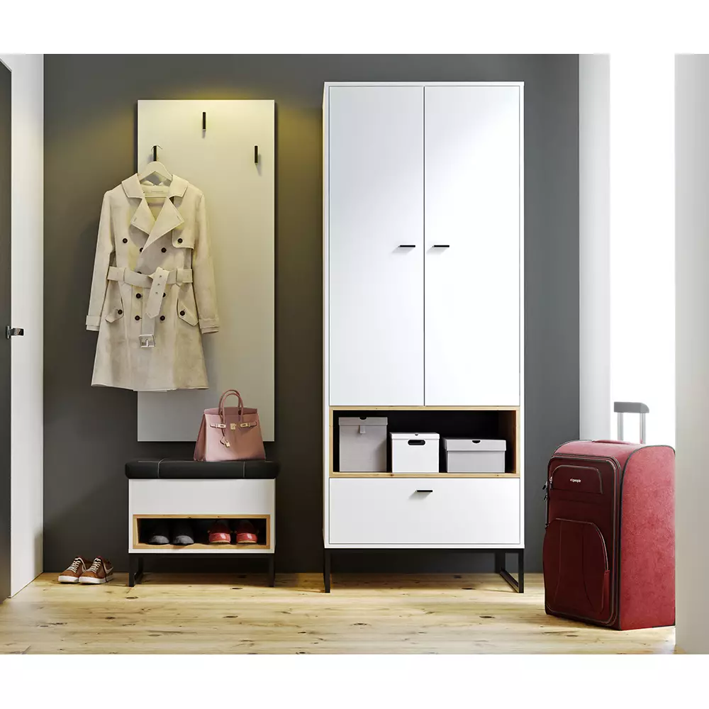Lomadox Garderobenschrank in weiß OSTUNI-132, B/H/T ca. 80/202/60 cm Online Shopping