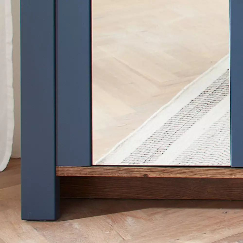 Lomadox Garderobenschrank matt blau mit Eiche mit Spiegel DEVON-36 Landhausstil, 98 cm breit, 2-türig Preisnachlass