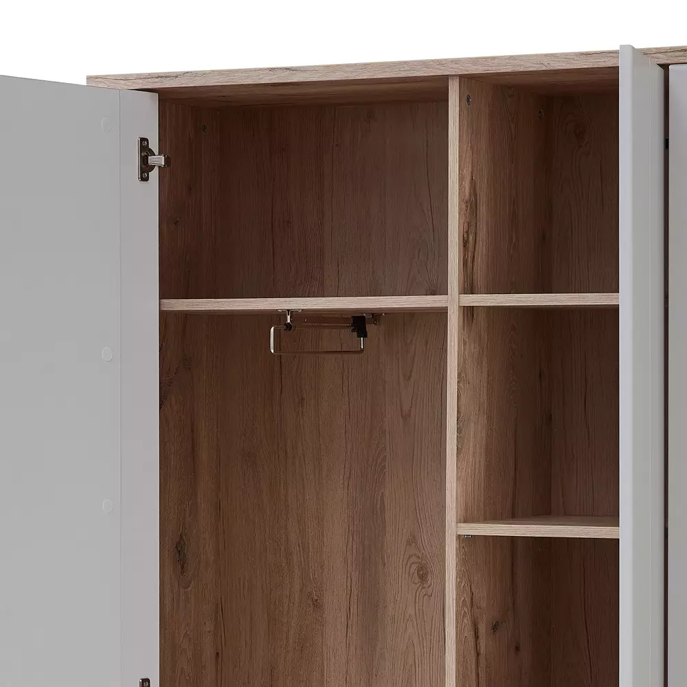 Lomadox Garderobenschrank matt grau mit Eiche mit Spiegel DEVON-36 Landhausstil, 98 cm breit, 2-türig Saisonschlussverkauf