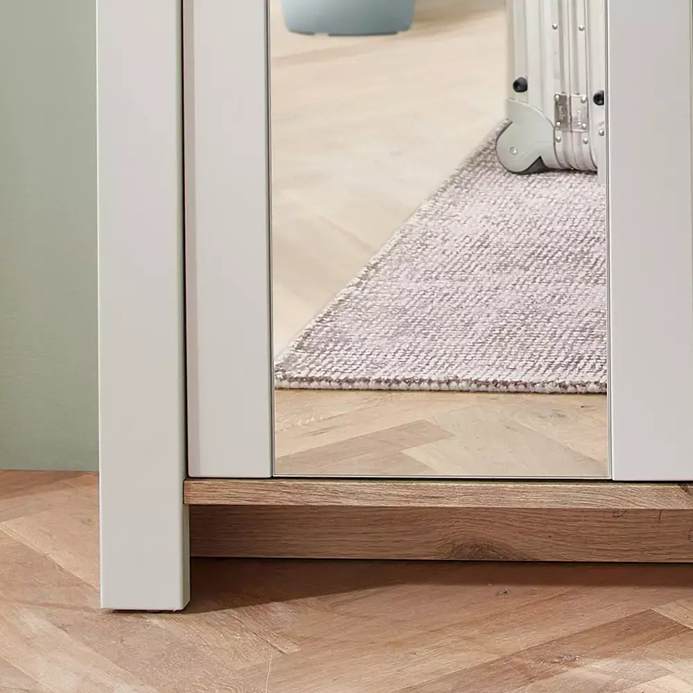 Lomadox Garderobenschrank matt grau mit Eiche mit Spiegel DEVON-36 Landhausstil, 98 cm breit, 2-türig Saisonschlussverkauf
