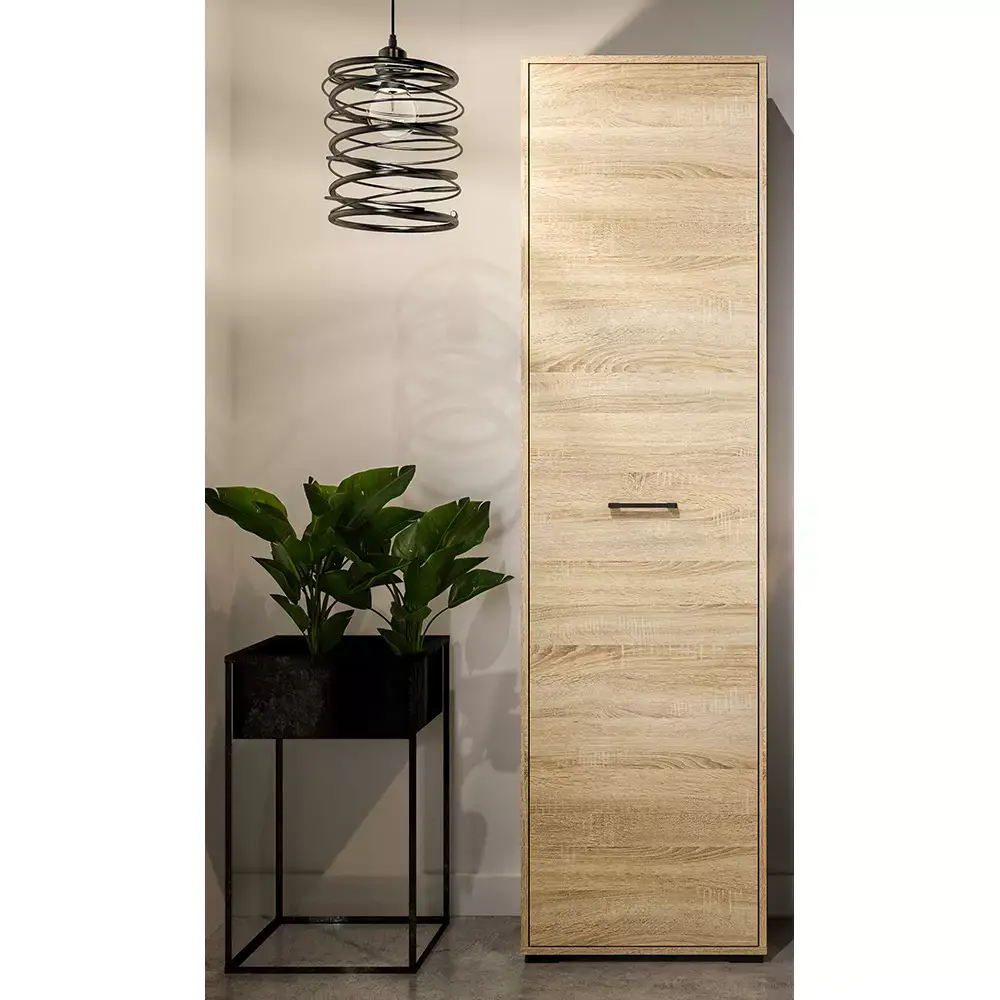 Lomadox Garderobenschrank mit 1 Tür Eiche hell CHEB-131 Black Friday